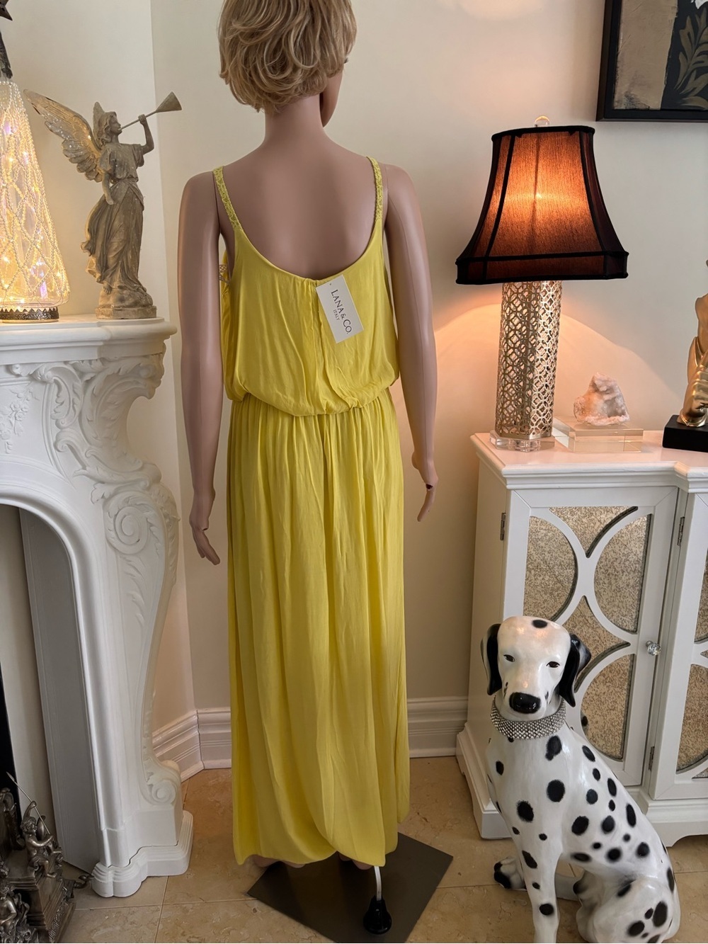 New Collection Viscose Yellow Ruffled Tank Maxi Dress - Picture 6 of 13